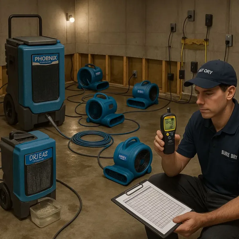 Structural Drying and Dehumidification process in El Campo, TX